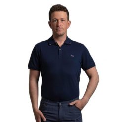 Koszulka polo do jazdy konnej Premier Equine Respiro. Niebieskie koszulki polo męskie PREMIER EQUINE, bez wzorów, bez ramiączek. Za 280.50 zł.