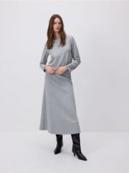 Bluza z ozdobnym dekoltem - ciemnoszary. Szare bluzy bez kaptura damskie Reserved, l, z bawełny. Za 119.99 zł.