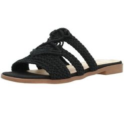 Sandały MTNG 51942M Czarny. Czarne sandały damskie MTNG, bez wzorów, z tkaniny, bez obcasa. Za 152.99 zł.