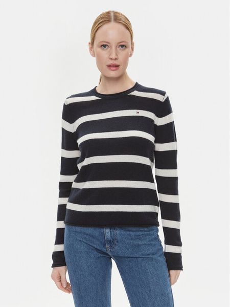 Tommy Hilfiger Sweter WW0WW40264 Granatowy Regular Fit. Niebieskie swetry klasyczne damskie Tommy Hilfiger, xxs, z wełny, bez kołnierzyka. Za 309.99 zł.