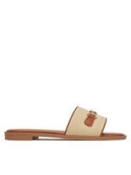 Nine West Klapki 678322-84 Beżowy. Brązowe klapki damskie Nine West, bez wzorów, z materiału, bez obcasa. Za 104.99 zł.