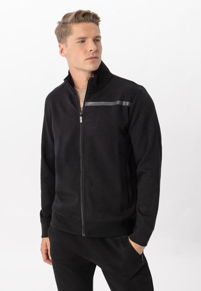 Bluza ze stójką B-LUNOS. Czarne bluzy bez kaptura męskie Volcano, bez wzorów, z bawełny, eleganckie, bez kołnierzyka, bez ramiączek. Za 189.99 zł.