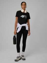 4F Legginsy dzianinowe damskie - czarne L. Czarne legginsy damskie 4f, l, bez wzorów, z dzianiny. Za 99.99 zł.