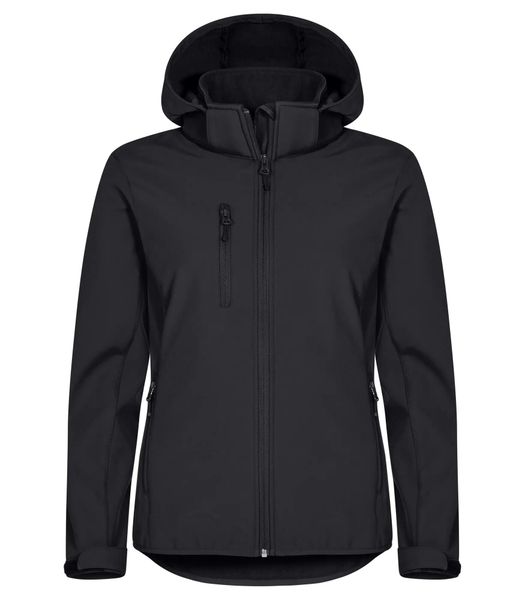 Clique Classic Softshell Hoody Women – 3-warstwowy softshell z poliestru z. Czarne kurtki softshell damskie CLIQUE, uniwersalny, bez wzorów, z softshellu, z kapturem. Za 304.15 zł.