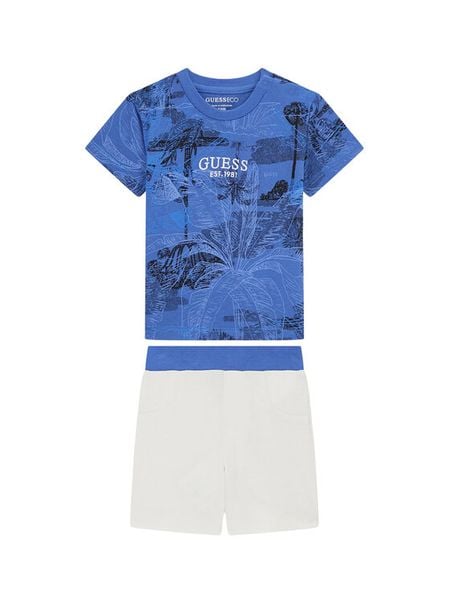 Guess Komplet t-shirt i spodenki I6GG10 K8HM4 Niebieski Regular Fit. Niebieskie spodnie niemowlęce Guess, z aplikacjami, z bawełny. Za 154.99 zł.