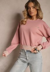 Ciemnoróżowa Bluza Ozdobiona Metaliczną Nicią Ilatraen. Czerwone bluzy bez kaptura damskie Renee, l, z jeansu. Za 59.99 zł.