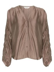 MOSS COPENHAGEN Bluzka w kolorze jasnobrązowym rozmiar: XS/S. Brązowe bluzki damskie MOSS COPENHAGEN, s, bez wzorów, bez kołnierzyka, bez ramiączek. Za 169.95 zł.