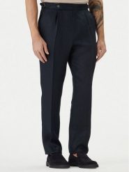 BOSS Spodnie materiałowe H-Perino 50563231 Granatowy Relaxed Fit. Niebieskie spodnie materiałowe męskie Boss, bez wzorów, ze lnu. Za 999.99 zł.