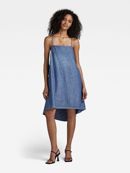 G-Star Sukienka w kolorze niebieskim rozmiar: XL. Niebieskie sukienki damskie G-Star, xl, bez wzorów, z bawełny, retro, bez kołnierzyka, bez ramiączek, midi. Za 283.48 zł.