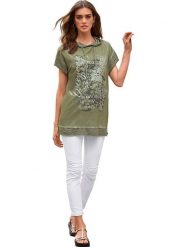 Heine Koszulka w kolorze khaki rozmiar: 38. Brązowe bluzki damskie Heine, bez wzorów, bez kołnierzyka. Za 95.69 zł.