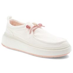 Półbuty damskie Jeep, na platformie z okrągłym noskiem wsuwane materiałowe, białe, JL51500A-098. Białe półbuty damskie Jeep, bez wzorów, z materiału, eleganckie, z okrągłym noskiem, bez obcasa, na platformie. Za 246.99 zł.