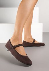 Brązowe Balerinki Vices z Paskiem i Skórzaną Wkładką Nalirise. Brązowe baleriny damskie Born2be, bez wzorów, z jeansu, bez obcasa. Za 59.99 zł.