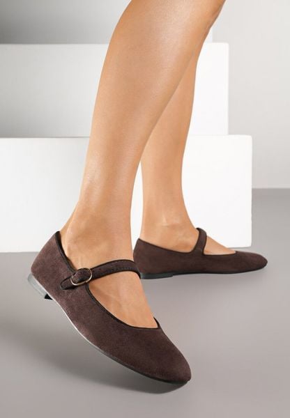 Brązowe Balerinki Vices z Paskiem i Skórzaną Wkładką Nalirise. Brązowe baleriny damskie Born2be, bez wzorów, z jeansu, bez obcasa. Za 59.99 zł.