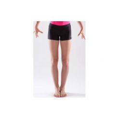 Spodenki czarne dla gimnastyczek sportowych 100. Czarne szorty damskie DOMYOS, bez wzorów, z elastanu, sportowe. Za 19.99 zł.