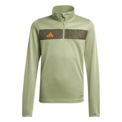 Bluza sportowa Adidas Tiro 25 Essentials junior zielona. Zielone bluzy sportowe damskie Adidas, bez wzorów, z materiału, bez ramiączek, długie, bez kaptura. Za 170.15 zł.