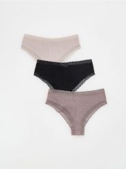 Bawełniane majtki typu szorty 3 pack - brązowy. Brązowe szorty damskie Reserved, bez wzorów, z bawełny. Za 59.99 zł.