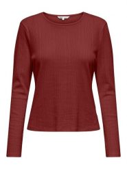 ONLY Koszulka w kolorze bordowym rozmiar: XS. Czerwone bluzki damskie Only, xs, bez wzorów, z bawełny, bez kołnierzyka. Za 32.98 zł.
