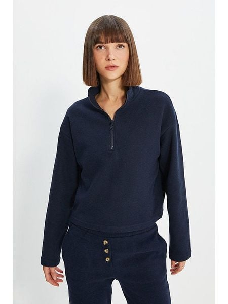 Trendyol Bluza w kolorze granatowym rozmiar: XL. Niebieskie bluzy bez kaptura damskie Trendyol, xl. Za 71.56 zł.