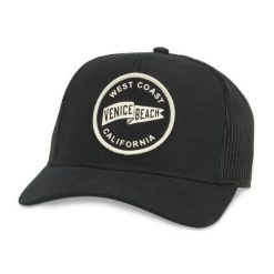 Czapka z daszkiem American Needle Valin Venice Beach Trucker - SMU679A-VENB. Czarne czapki męskie American Needle, bez wzorów, sportowe. Za 79.00 zł.