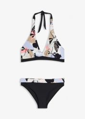 Bikini z dekoltem halter (2 części). Białe bikini damskie bonprix, bez wzorów. Za 97.99 zł.