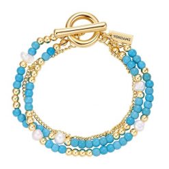 Yokoamii Bransoletka z metalowego stopu w zlocie z kamieniem naturalnym i perla hodowlana Bransoletki 1 ct Damski. Białe bransoletki damskie Yokoamii, metalowe. Za 169.99 zł.