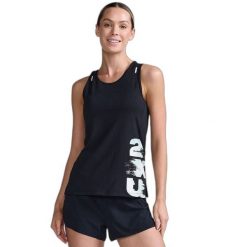 Damski tank top 2XU Light Speed. Czarne topy damskie 2XU, bez wzorów, z tkaniny, bez kołnierzyka. Za 347.50 zł.