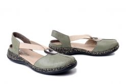 RIEKER 46361-52 green, sandały damskie. Zielone sandały damskie Rieker, bez wzorów, z gumy, bez obcasa. Za 270.52 zł.