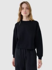 4F Bluza dresowa nierozpinana z modalem damska - czarna S. Czarne bluzy bez kaptura damskie 4f, s, z dresówki. W wyprzedaży za 119.99 zł.