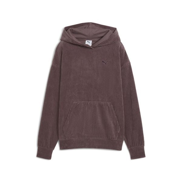 Damska bluza z kapturem Essentials Elevated Comfort Velour Rib PUMA. Fioletowe bluzy z kapturem damskie Puma. Za 249.00 zł.