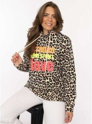 Zwillingsherz Bluza "AOP Leo Strong" w kolorze beżowym rozmiar: XXL. Brązowe bluzy z kapturem damskie Zwillingsherz, xxl. Za 195.45 zł.