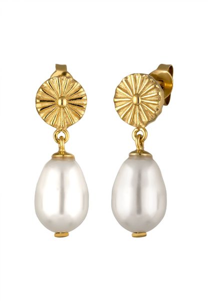 Elli Kolczyki Damski Słońce Perłami Syntetycznymi Bialy 925 Sterling Silver pozłacane 1 ct. Białe kolczyki damskie Elli, z perłą, pozłacane. Za 233.99 zł.