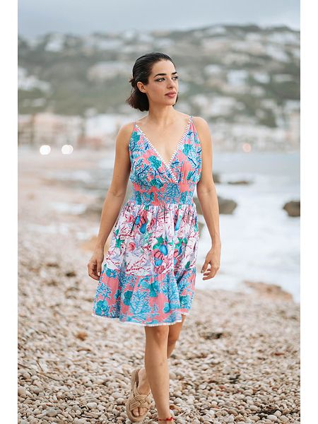 Isla Bonita by SIGRIS Sukienka ze wzorem rozmiar: L. Sukienki damskie Isla Bonita by SIGRIS, l, bez wzorów, z bawełny, bez kołnierzyka, bez ramiączek, midi. Za 127.35 zł.