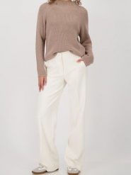 Monari Sweter z dzianiny - Verona Kobiety Prążki beżowy, 38. Brązowe swetry klasyczne damskie Monari, z bawełny, bez kołnierzyka. Za 279.95 zł.