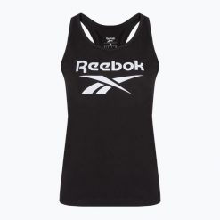Koszulka damska Reebok Identity Big Logo Tank. Czarne bluzki damskie Reebok, bez wzorów, bez kołnierzyka. Za 89.99 zł.