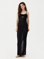 KARL LAGERFELD Sukienka plażowa A1W46032 Czarny Slim Fit. Czarne sukienki damskie Karl Lagerfeld, na plażę, xs, bez wzorów, z bawełny, bez kołnierzyka, bez ramiączek. Za 589.99 zł.