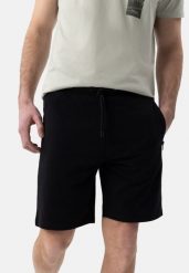 Szorty dresowe M-RISSO. Czarne szorty męskie Volcano, z bawełny, bez kołnierzyka. Za 99.99 zł.