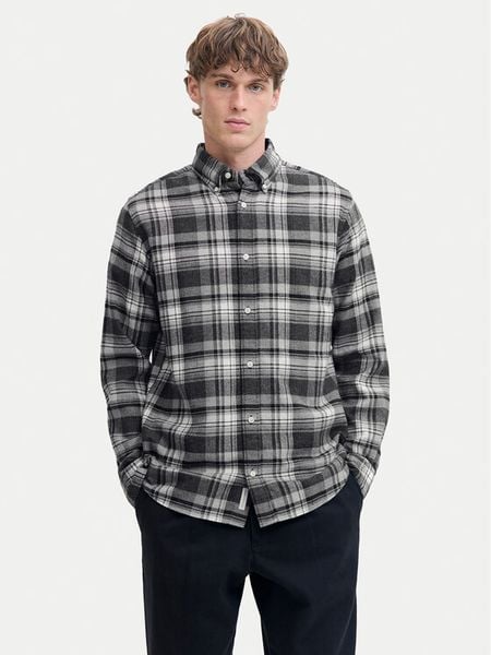 Jack & Jones Koszula Blubarkley 12286224 Szary Regular Fit. Szare koszule męskie Jack & Jones, m, bez wzorów, z bawełny, bez kołnierzyka, bez ramiączek. Za 129.99 zł.