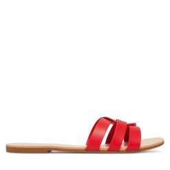 Klapki ONLY Shoes. Czerwone klapki damskie ONLY Shoes, bez wzorów, bez obcasa. Za 89.99 zł.