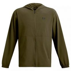 Kurtka przeciwwiatrowa Under Armour. Zielone kurtki męskie Under Armour, l, bez wzorów, z materiału, z kapturem. Za 345.15 zł.