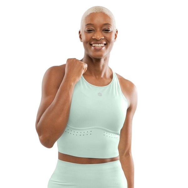 Damski top do biegania bez rękawów Fitness Siroko Namib Mint. Zielone topy sportowe damskie SIROKO, xl, bez wzorów, z materiału, bez ramiączek. Za 136.80 zł.