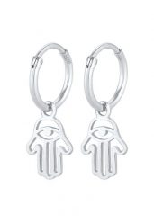 Elli Elli Kolczyki Damskie kreole Ręka Fatimay symbol ochrony w srebrze próby 925 Sterling Silver Kolczyki koła 1 ct. Brązowe kolczyki damskie Elli, srebrne. Za 203.99 zł.