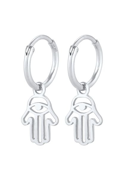 Elli Elli Kolczyki Damskie kreole Ręka Fatimay symbol ochrony w srebrze próby 925 Sterling Silver Kolczyki koła 1 ct. Brązowe kolczyki damskie Elli, srebrne. Za 203.99 zł.