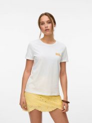 Vero Moda Koszulka "Mella" w kolorze białym rozmiar: XS. Białe bluzki damskie Vero Moda, xs, bez wzorów, z bawełny, bez kołnierzyka. Za 43.88 zł.