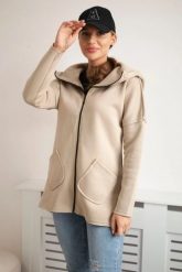 Bluza ocieplana z dłuższym tyłem i kieszeniami jasno beżowa. Brązowe bluzy z kapturem damskie KESI, l, z bawełny. Za 217.48 zł.