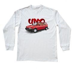 Fiat Uno — bluzka z długim rękawem. Białe bluzki damskie nikiniki, s, bez wzorów, z bawełny, bez kołnierzyka, bez ramiączek. W wyprzedaży za 75.65 zł.