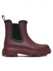 Tommy Hilfiger Kalosze Flag Ankle Warm Lining FW0FW08974 Bordowy. Czerwone kalosze damskie Tommy Hilfiger, bez wzorów, z kauczuku. Za 329.99 zł.