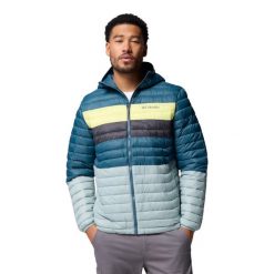 Kurtka sportowa męska Powder Pass Hooded Jacket. Niebieskie kurtki treningowe męskie Columbia, l, bez wzorów, z materiału, trekkingowe. Za 399.99 zł.