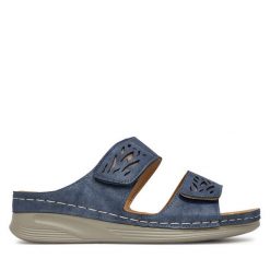 Klapki Clara Barson. Niebieskie klapki damskie Clara Barson, bez wzorów, bez obcasa. Za 89.99 zł.