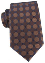 Brązowy Krawat w Duże Grochy - Alties. Brązowe krawaty i muchy męskie Alties, bez wzorów, z tkaniny, eleganckie. Za 55.00 zł.
