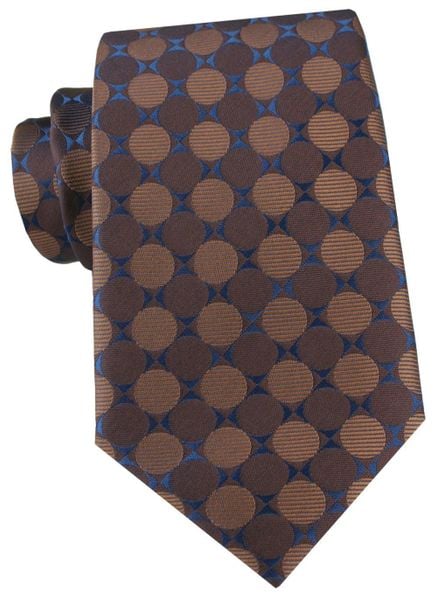 Brązowy Krawat w Duże Grochy - Alties. Brązowe krawaty i muchy męskie Alties, bez wzorów, z tkaniny, eleganckie. Za 55.00 zł.